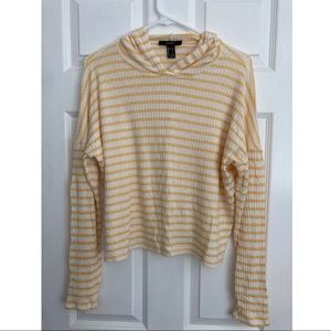 Forever21 White & Yellow Striped Hoodie size L